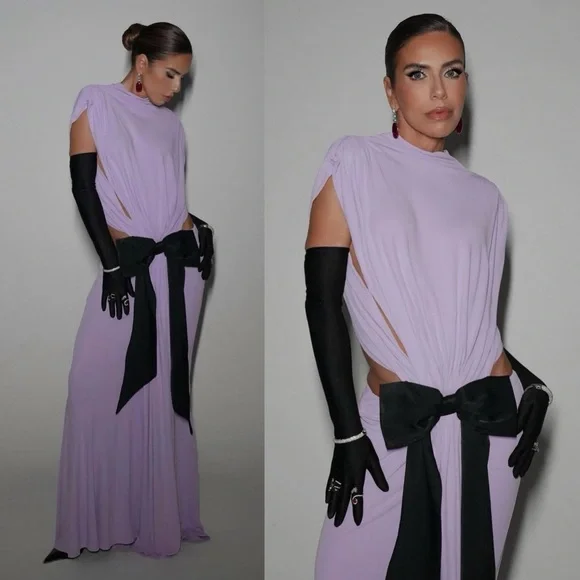 HELSA Constantina Jersey Maxi Dress Purple Black NEW with tags